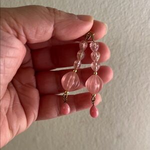 Pink Beaded Drop Earrings - Delicate Women’s Jewelry